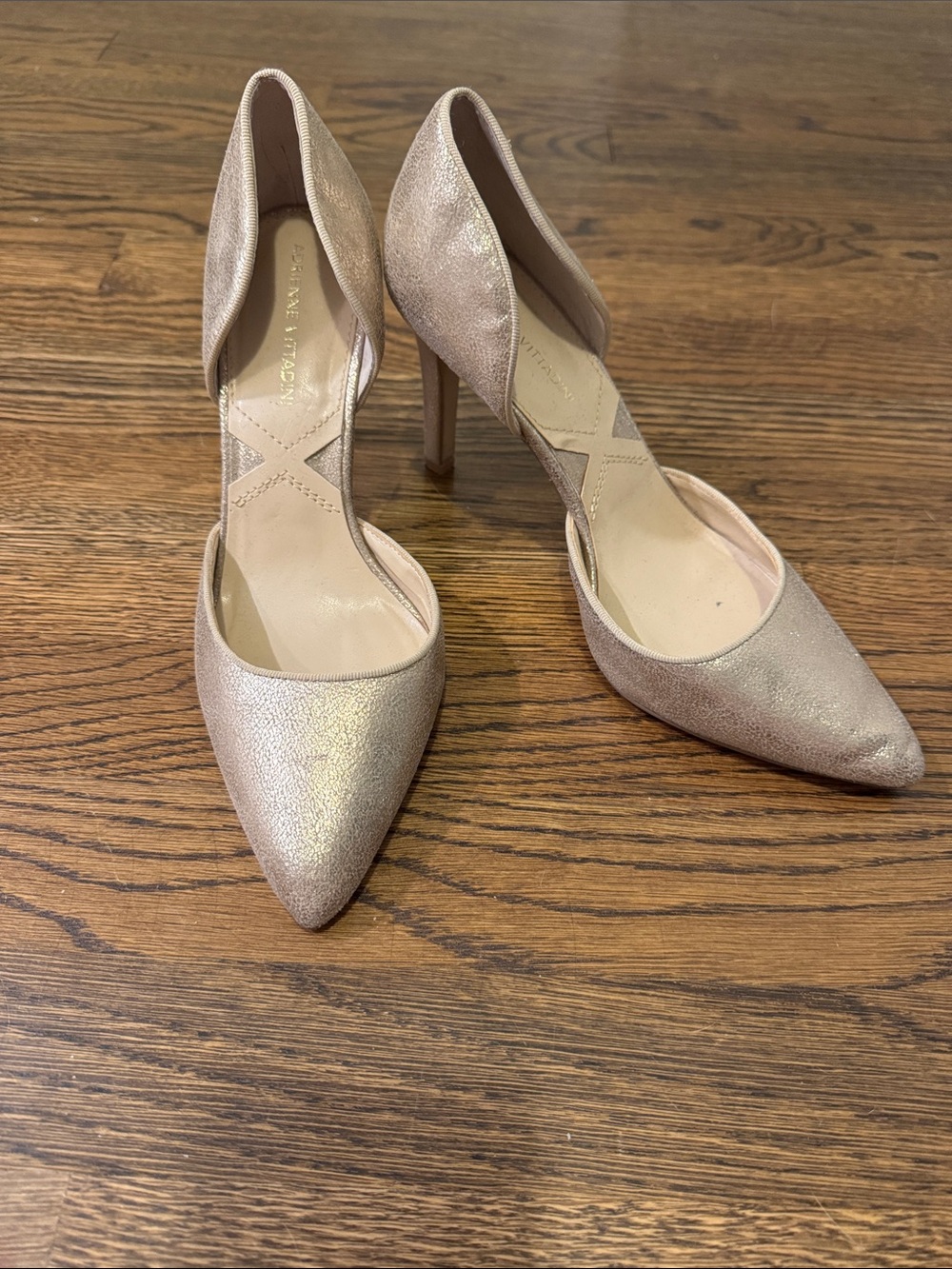 Adrienne Vittadini Metallic Rose Gold Pointed D'Orsay Pumps